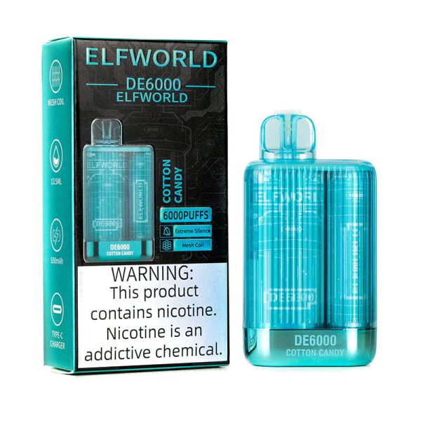 Elfworld De6000 Disposable Vape Pod Device – 6000 Puffs – 13.5ml E-liquid – 5% Nicotine – Rechargeable 650mah Via Usb-c | Disposable Vape For Smokers | Disposable Pod For Smoking ( Random Flavor )(without Display)