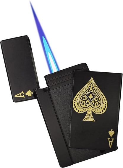 Jet Torch Playing Card Lighter, Green Flame Ace Card Lighter Windproof Refillable Lighter Playing Cards Cool Design (metal Body)