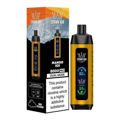 Al Fakher Crown Bar Disposable Vape – 8000 Puffs, 5mg Nicotine, 18 Ml E-juice, Rechargeable With Mesh Coils | With Display Pod